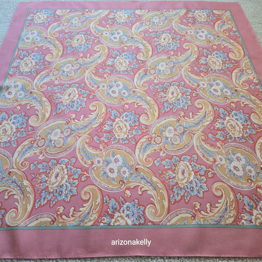 Ralph Lauren Silk Square Scarf Pink - Picture 8 of 12